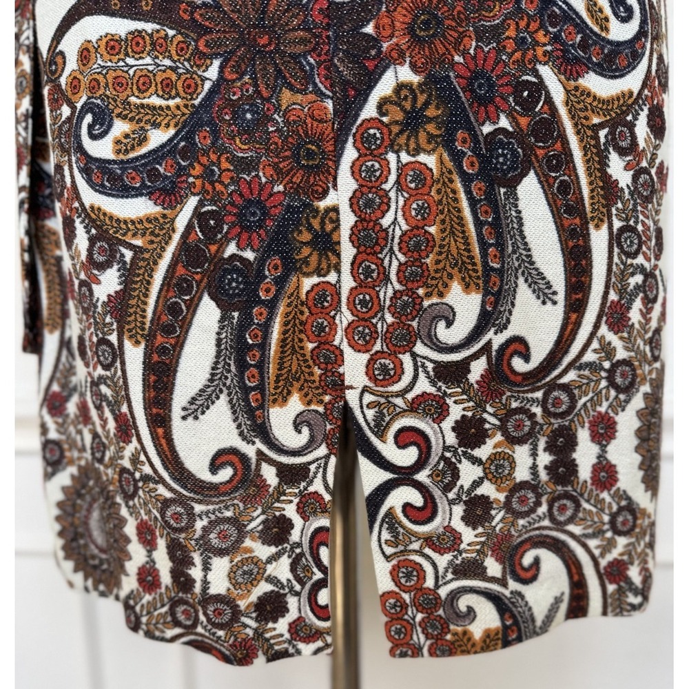 See by Chloé Womens Dress‎ Size 12 Paisley Jacquard Tie Waist Short Sleeve Boho - Picture 8 of 13